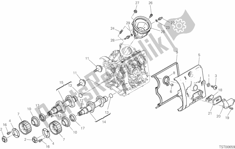 All parts for the Horizontal Head Timing System of the Ducati Multistrada 950 S 2019